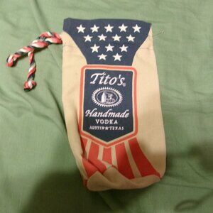 Tito's Handmade Vodka 25th Anniversary USA Flag Canvas Bottle Jacket Bag Purse